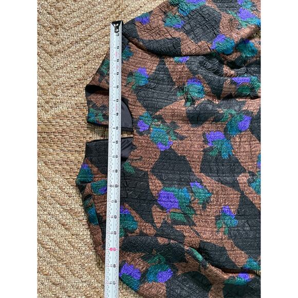 Vintage Bronze Textured Floral Pattern Large Bow Detail Cocktail Dress - Picture 4 of 8